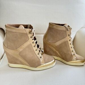 Jimmy Choo Suede High Top Wedge Sneakers